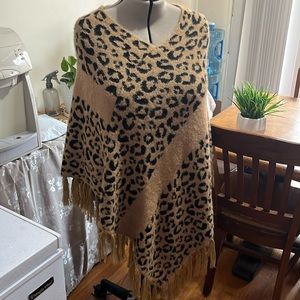 Leopard print poncho